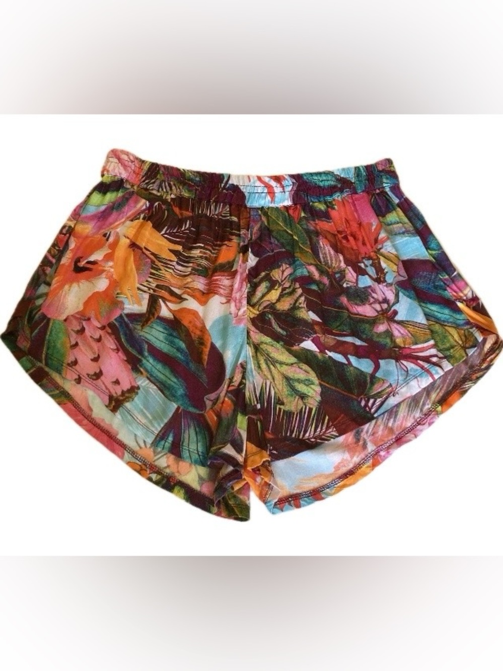 VENUS Tropical Floral Elastic-Waist Lounge Shorts Lightweight Sz Med